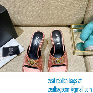 Versace Icon Crysatl Medusa Medallion Heel Mules Satin Nude Pink 2022