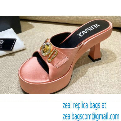 Versace Icon Crysatl Medusa Medallion Heel Mules Satin Nude Pink 2022 - Click Image to Close