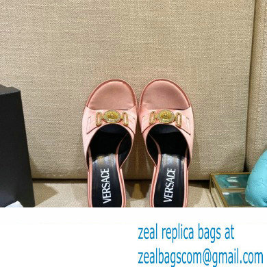 Versace Icon Crysatl Medusa Medallion Heel Mules Satin Nude Pink 2022