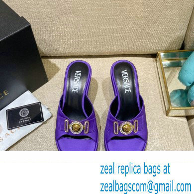 Versace Icon Crysatl Medusa Medallion Heel Mules Satin Purple 2022