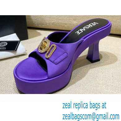 Versace Icon Crysatl Medusa Medallion Heel Mules Satin Purple 2022 - Click Image to Close