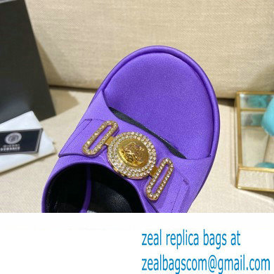 Versace Icon Crysatl Medusa Medallion Heel Mules Satin Purple 2022 - Click Image to Close
