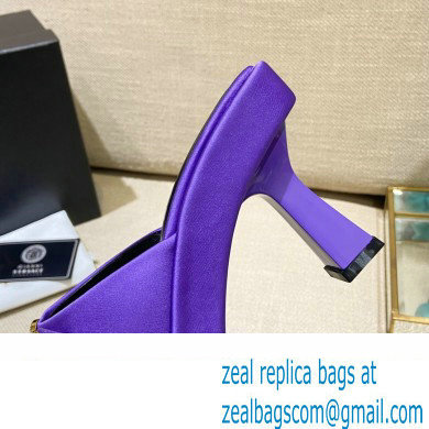 Versace Icon Crysatl Medusa Medallion Heel Mules Satin Purple 2022 - Click Image to Close