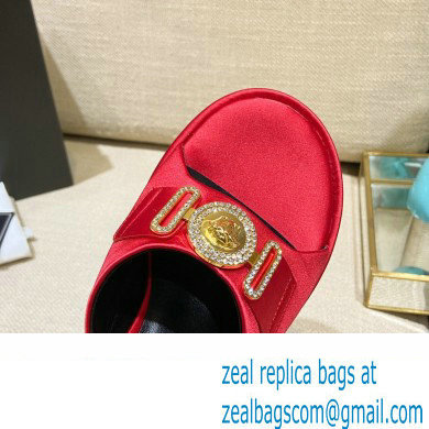 Versace Icon Crysatl Medusa Medallion Heel Mules Satin Red 2022