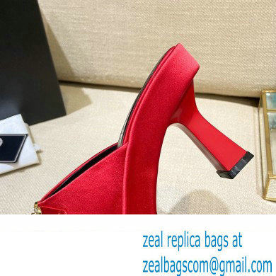 Versace Icon Crysatl Medusa Medallion Heel Mules Satin Red 2022