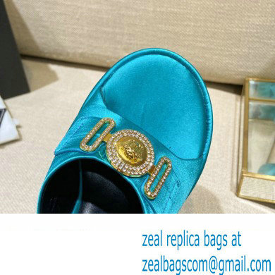 Versace Icon Crysatl Medusa Medallion Heel Mules Satin Turquoise Green 2022