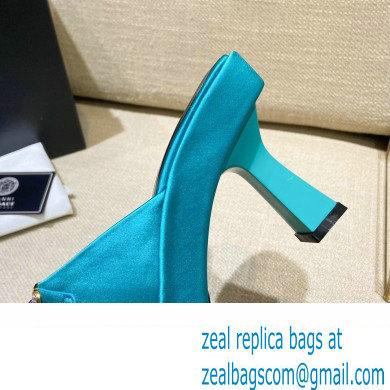 Versace Icon Crysatl Medusa Medallion Heel Mules Satin Turquoise Green 2022