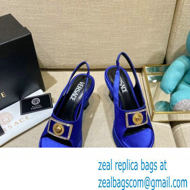 Versace Icon Medusa Medallion Heel Slingback Satin Blue 2022 - Click Image to Close