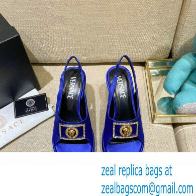 Versace Icon Medusa Medallion Heel Slingback Satin Blue 2022