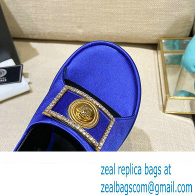 Versace Icon Medusa Medallion Heel Slingback Satin Blue 2022 - Click Image to Close