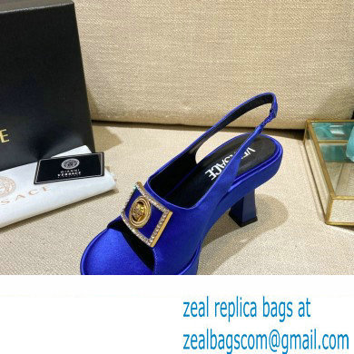 Versace Icon Medusa Medallion Heel Slingback Satin Blue 2022