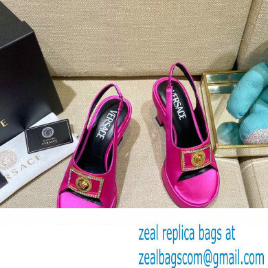 Versace Icon Medusa Medallion Heel Slingback Satin Fuchsia 2022 - Click Image to Close