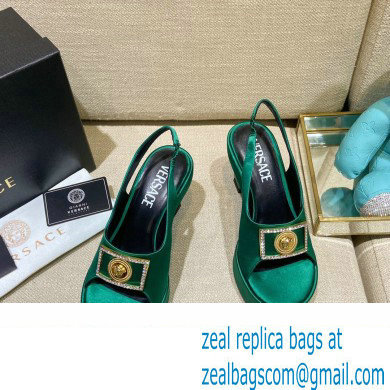 Versace Icon Medusa Medallion Heel Slingback Satin Green 2022 - Click Image to Close