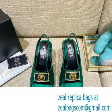 Versace Icon Medusa Medallion Heel Slingback Satin Green 2022