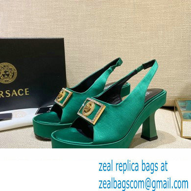 Versace Icon Medusa Medallion Heel Slingback Satin Green 2022