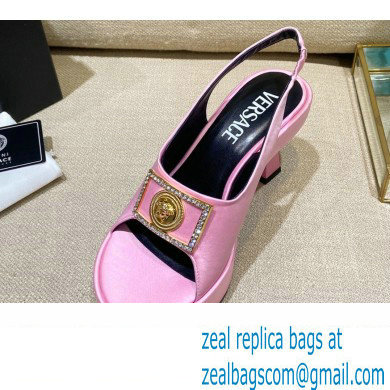 Versace Icon Medusa Medallion Heel Slingback Satin Pink 2022