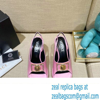 Versace Icon Medusa Medallion Heel Slingback Satin Pink 2022