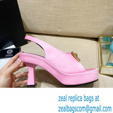 Versace Icon Medusa Medallion Heel Slingback Satin Pink 2022