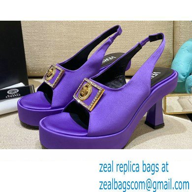 Versace Icon Medusa Medallion Heel Slingback Satin Purple 2022