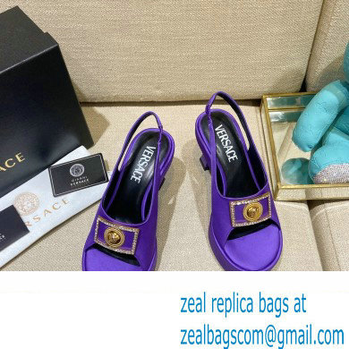 Versace Icon Medusa Medallion Heel Slingback Satin Purple 2022 - Click Image to Close