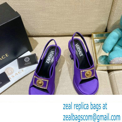 Versace Icon Medusa Medallion Heel Slingback Satin Purple 2022