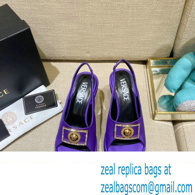 Versace Icon Medusa Medallion Heel Slingback Satin Purple 2022