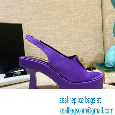 Versace Icon Medusa Medallion Heel Slingback Satin Purple 2022 - Click Image to Close