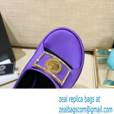 Versace Icon Medusa Medallion Heel Slingback Satin Purple 2022