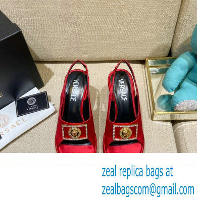 Versace Icon Medusa Medallion Heel Slingback Satin Red 2022