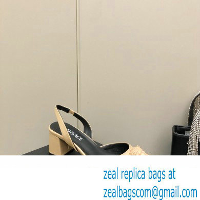 Versace heel 5.5cm LA MEDUSA LEATHER SLING-BACK PUMPS beige 2022