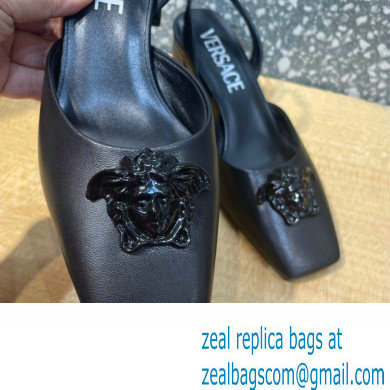 Versace heel 5.5cm LA MEDUSA LEATHER SLING-BACK PUMPS black 2022 - Click Image to Close