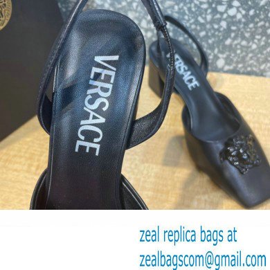 Versace heel 5.5cm LA MEDUSA LEATHER SLING-BACK PUMPS black 2022 - Click Image to Close