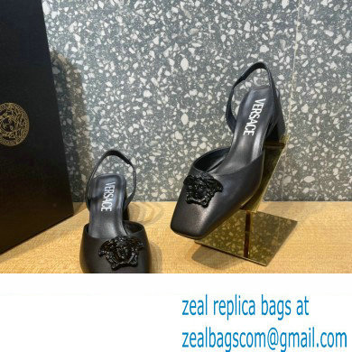 Versace heel 5.5cm LA MEDUSA LEATHER SLING-BACK PUMPS black 2022