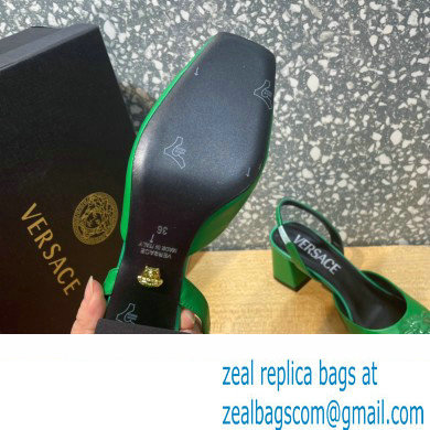 Versace heel 5.5cm LA MEDUSA LEATHER SLING-BACK PUMPS green 2022 - Click Image to Close