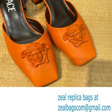 Versace heel 5.5cm LA MEDUSA LEATHER SLING-BACK PUMPS orange 2022 - Click Image to Close