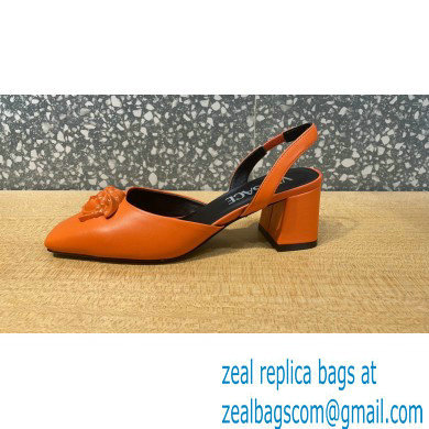 Versace heel 5.5cm LA MEDUSA LEATHER SLING-BACK PUMPS orange 2022