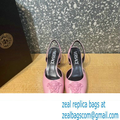 Versace heel 5.5cm LA MEDUSA LEATHER SLING-BACK PUMPS pink 2022