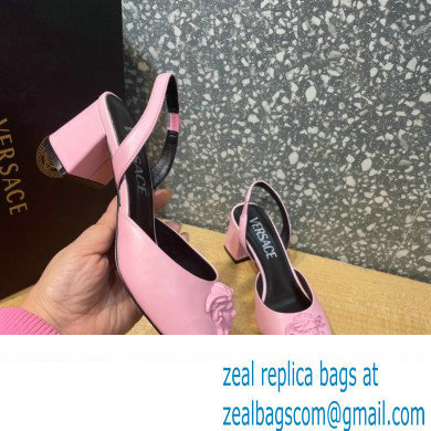 Versace heel 5.5cm LA MEDUSA LEATHER SLING-BACK PUMPS pink 2022