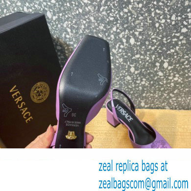 Versace heel 5.5cm LA MEDUSA LEATHER SLING-BACK PUMPS purple 2022 - Click Image to Close