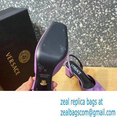 Versace heel 5.5cm LA MEDUSA LEATHER SLING-BACK PUMPS purple 2022