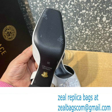 Versace heel 5.5cm LA MEDUSA LEATHER SLING-BACK PUMPS white 2022 - Click Image to Close