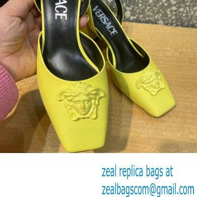 Versace heel 5.5cm LA MEDUSA LEATHER SLING-BACK PUMPS yellow 2022 - Click Image to Close