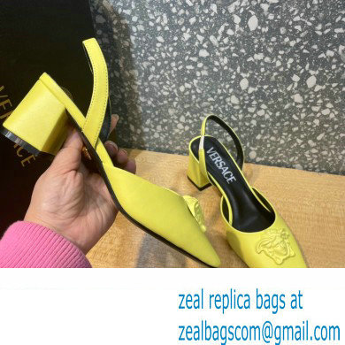 Versace heel 5.5cm LA MEDUSA LEATHER SLING-BACK PUMPS yellow 2022 - Click Image to Close