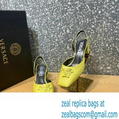 Versace heel 5.5cm LA MEDUSA LEATHER SLING-BACK PUMPS yellow 2022 - Click Image to Close