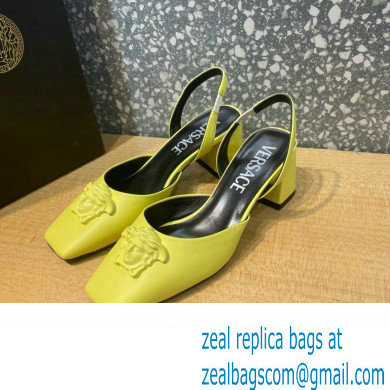 Versace heel 5.5cm LA MEDUSA LEATHER SLING-BACK PUMPS yellow 2022