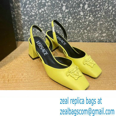 Versace heel 5.5cm LA MEDUSA LEATHER SLING-BACK PUMPS yellow 2022