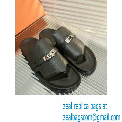 hermes Empire sandal in calfskin black