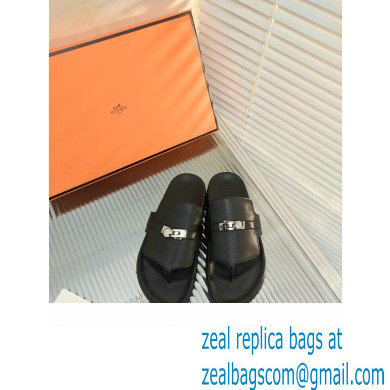 hermes Empire sandal in calfskin black