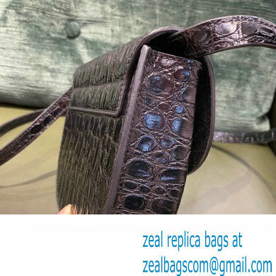 saint laurent kaia crocodile pattern small satchel in calfskin 619740 black(original quality)