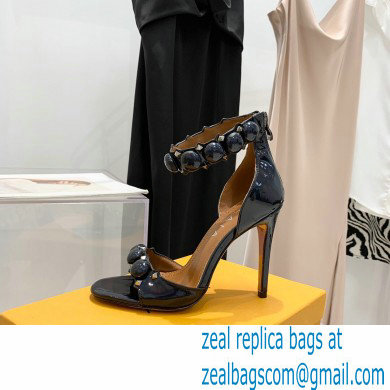 Alaia Heel 10.5cm Studs Bombe Sandals Leather Rainbow Black